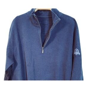 Quarter Zip Carnoustie Golf Sweater / Preppy Newport Yachting Navy Blue /Size XL